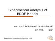 Experimental Analysis of BRDF Models