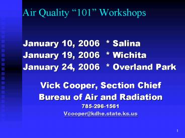 Air Quality 101 Workshops