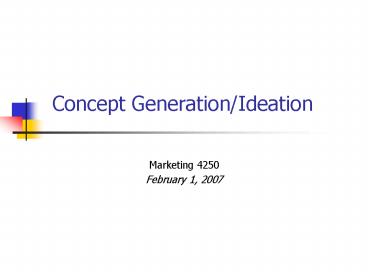 Concept Generation/Ideation