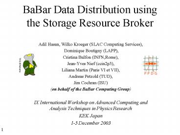 BaBar Data Distribution using the Storage Resource Broker