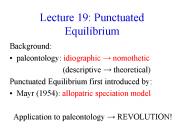 Lecture 19: Punctuated Equilibrium