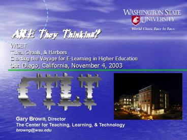 ARE They Thinking WCET Tides, Shoals,