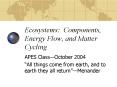 Ecosystems: Components, Energy Flow, and Matter Cycling PowerPoint PPT Presentation
