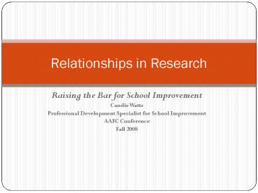 Raising the Bar for School Improvement