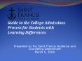 Presented by the Saint Francis Guidance and Counseling Department PowerPoint PPT Presentation