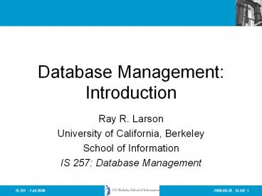 Database Management: Introduction presentation | free to download