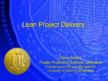 Lean Project Delivery