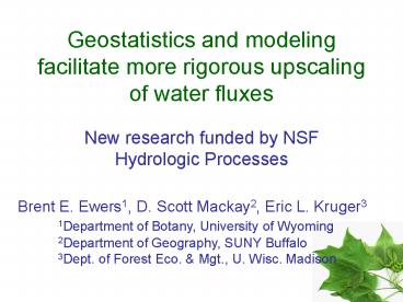 Geostatistics and modeling facilitate more rigorous upscaling of water fluxes