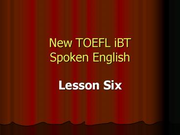 New TOEFL iBT Spoken English