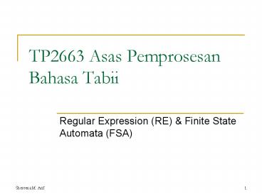 TP2663 Asas Pemprosesan Bahasa Tabii