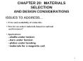 CHAPTER 20: MATERIALS SELECTION AND DESIGN CONSIDERATIONS PowerPoint PPT Presentation