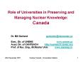 Role of Universities in Preserving and Managing Nuclear Knowledge: Canada PowerPoint PPT Presentation