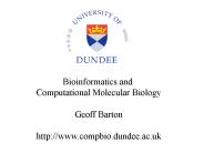 Bioinformatics and Computational Molecular Biology