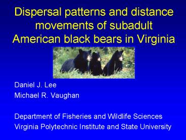 Dispersal patterns and distance movements of subadult American black bears in Virginia