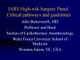 IARS Highrisk Surgery Panel: Critical pathways and guidelines PowerPoint PPT Presentation
