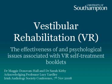 Vestibular Rehabilitation VR