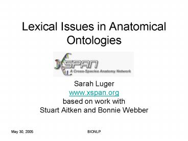 Lexical Issues in Anatomical Ontologies