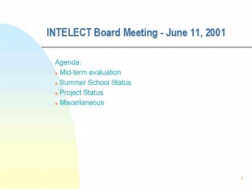 INTELECT Board Meeting June 11, 2001