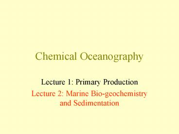 Chemical Oceanography