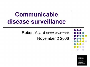 Communicable disease surveillance