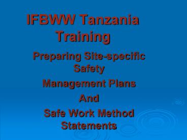 IFBWW Tanzania Training