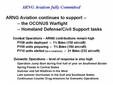 ARNG Aviation continues to support --