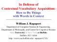 In Defense of Contextual Vocabulary Acquisition: PowerPoint PPT Presentation