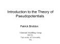 Introduction to the Theory of Pseudopotentials PowerPoint PPT Presentation