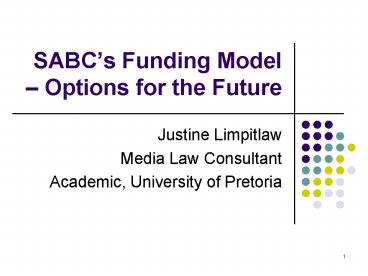 SABCs Funding Model Options for the Future