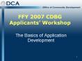 FFY 2007 CDBG Applicants Workshop PowerPoint PPT Presentation