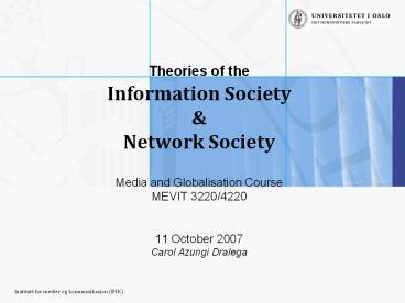 Theories of the Information Society