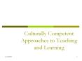 Culturally Competent Approaches to Teaching and Learning PowerPoint PPT Presentation