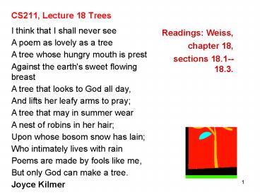 CS211, Lecture 18 Trees
