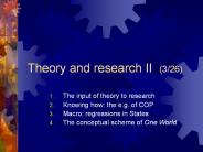 Theory and research II (3/26)