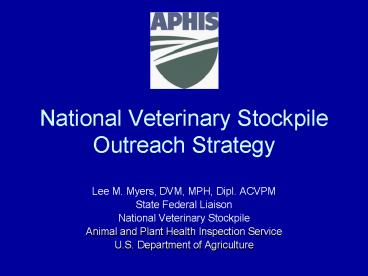 National Veterinary Stockpile Outreach Strategy