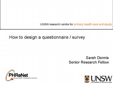 How to design a questionnaire survey