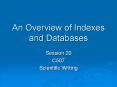 An Overview of Indexes and Databases PowerPoint PPT Presentation