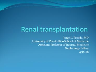 Renal transplantation