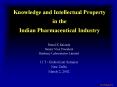 Knowledge and Intellectual Property in the Indian Pharmaceutical Industry PowerPoint PPT Presentation