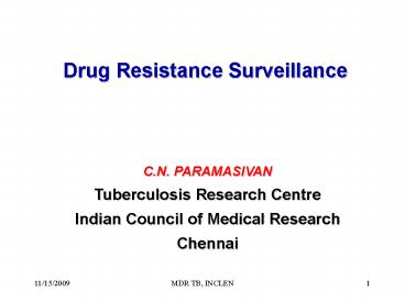 Drug Resistance Surveillance