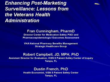 DEPARTMENT OF VETERAN AFFAIRS PBM THIAZOLIDINEDIONE REGISTRY