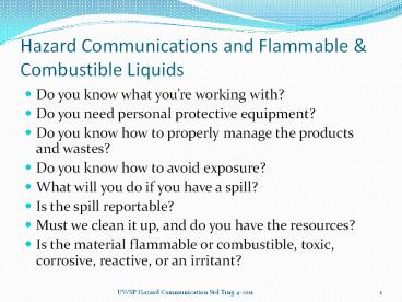 Hazard Communications and Flammable