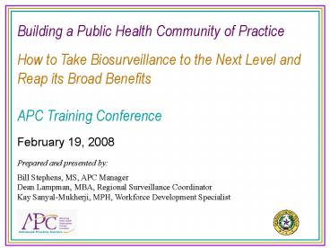 Building a Public Health Community of Practice