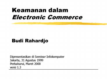 Keamanan dalam Electronic Commerce