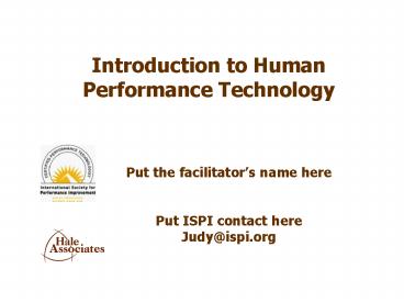Introduction to Human Performance Technology