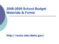 20082009 School Budget Materials PowerPoint PPT Presentation