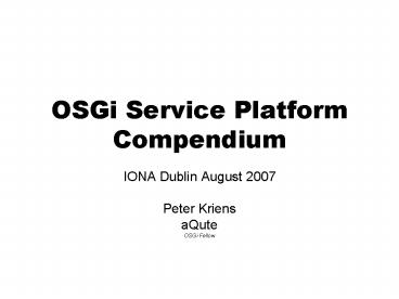 OSGi Service Platform Compendium