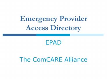 Emergency Provider Access Directory