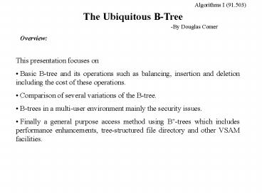 The Ubiquitous BTree
