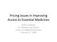 Pricing Issues in Improving Access to Essential Medicines PowerPoint PPT Presentation